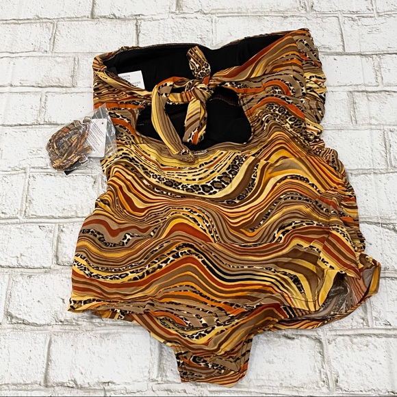 BIKINI BAY BB1010 1-pc Bandeau Swimsuit Leopard Multicolor Size 10 NWT - Picture 8 of 16